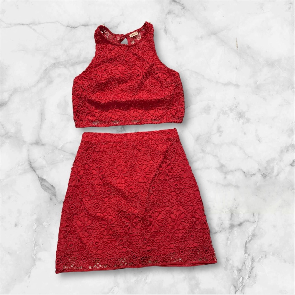 Hollister Vibrant Red Lace Ensemble
